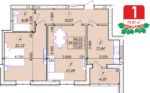 2 кімнатна квартира на 73.87 м² на 2 поверсі