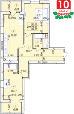 2 кімнатна квартира 84.65 м² на 3 поверсі