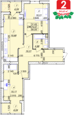 2 кімнатна квартира 84.65 м² на 2 поверсі
