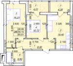2 кімнатна квартира 65,01 м² на 2 поверсі